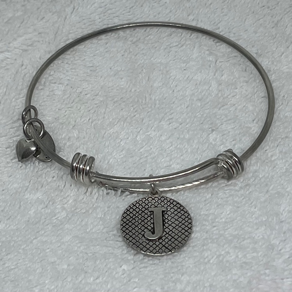 Extraordinary Life 925 Sterling Silver Initial J Adjustable Bracelet Heart Charm